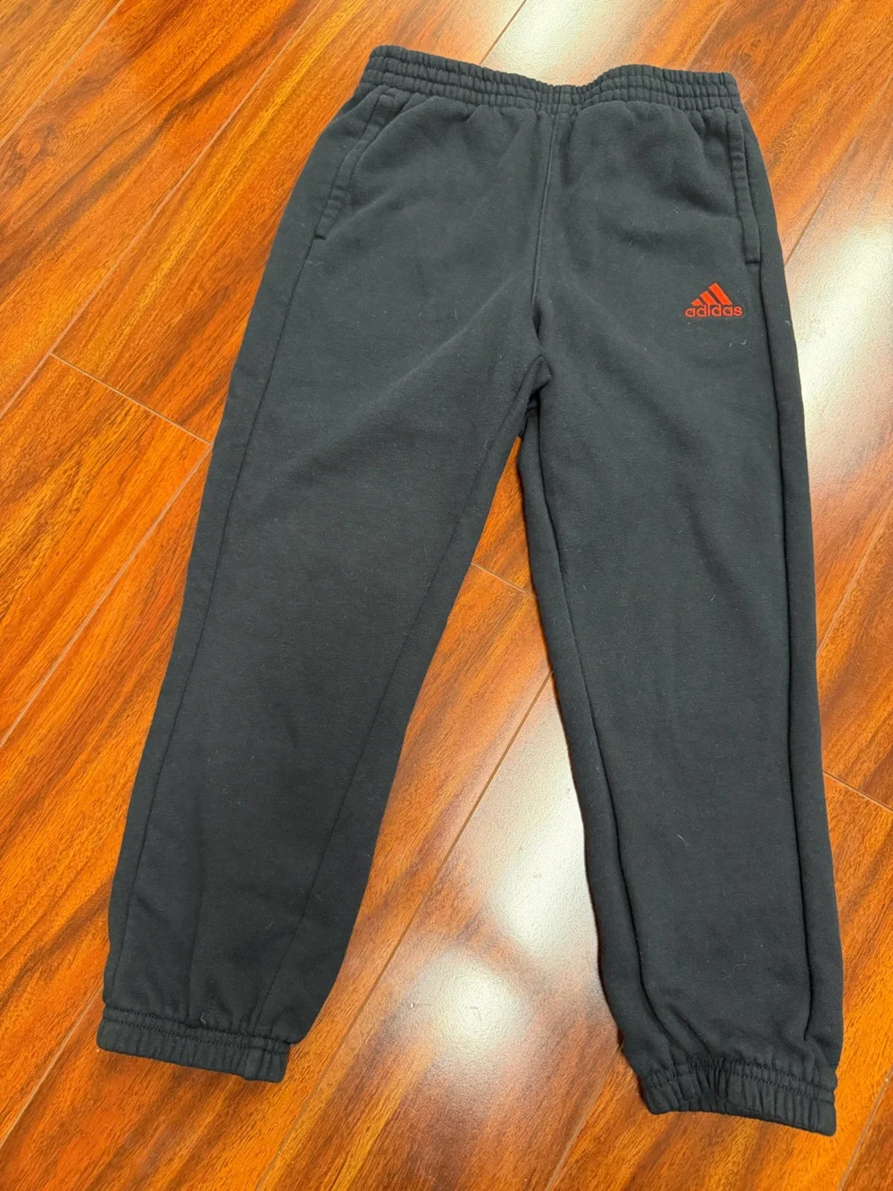 adidas Kids Black Sweatpants with Red Logo